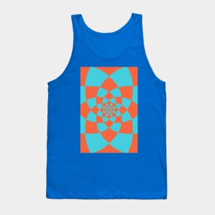 Lotus Flower Patchwork Pattern Coral Blue Tank Top